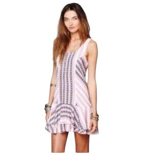 Free People Purple Print Sleeveless Mini Dress 100% Rayon Made in USA Size XS